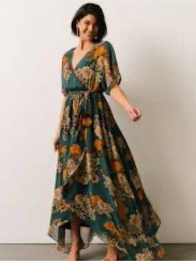 Baltic Børn Birdie Maxi Dress in Deep Topaz Floral